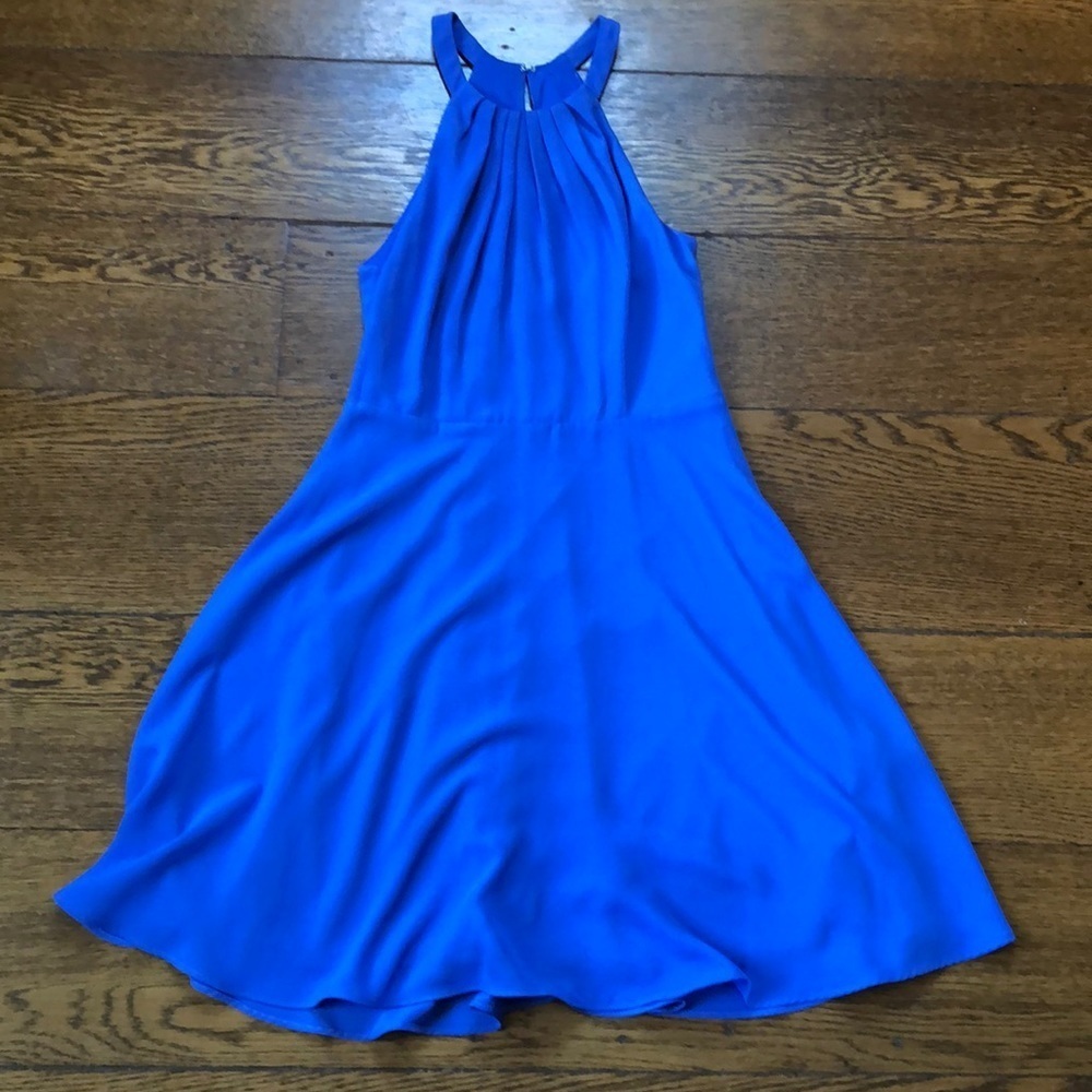 Express Periwinkle Halter Fit and Flare Dress 0